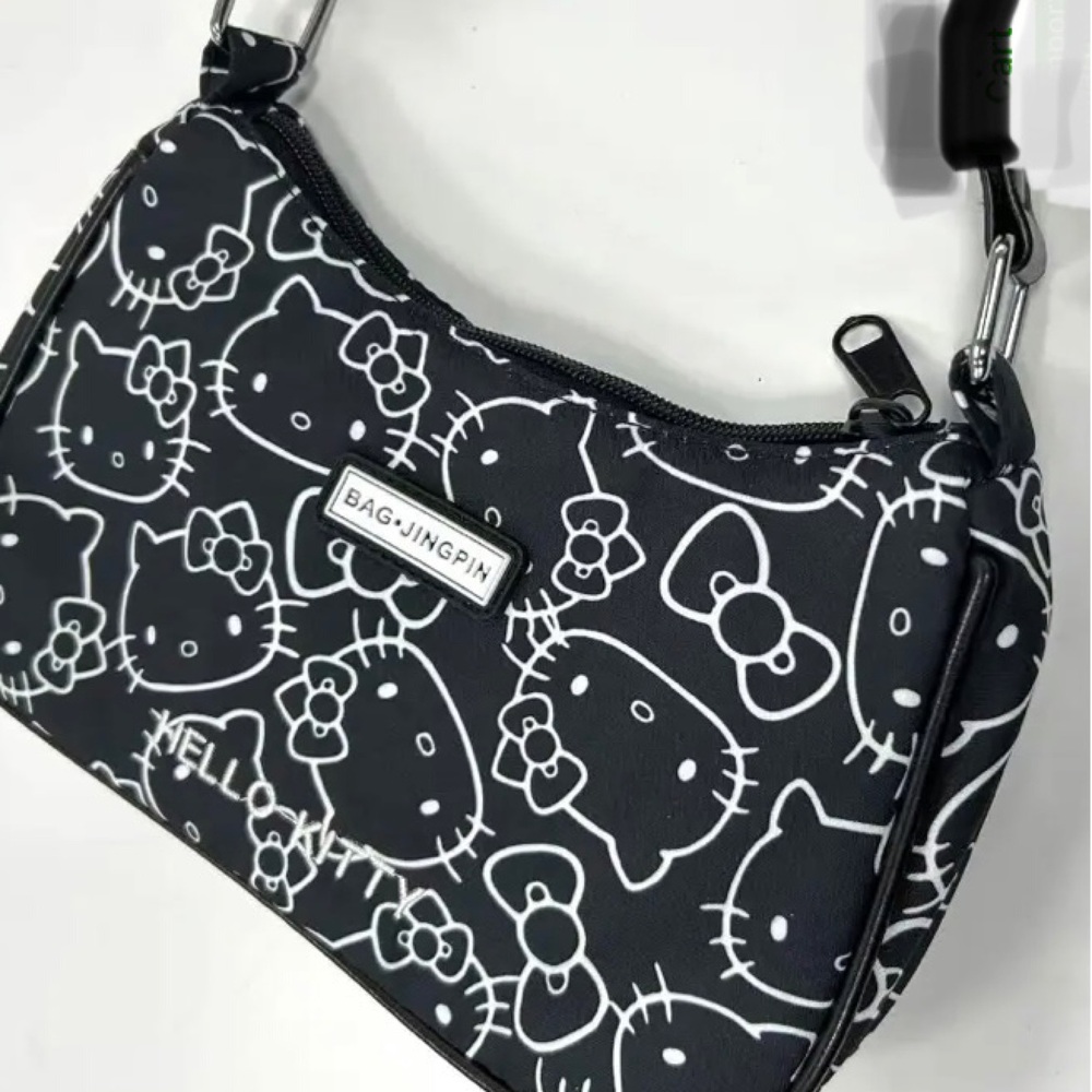 Sanrio Black Shoulder Bag with White Hello Kitty Print - Picture 3 of 5